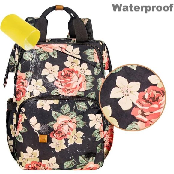 Hap Tim Laptop Backpack Black Flora Travel Nurse and teachers Carry on （7651-BF） - Picture 5 of 5